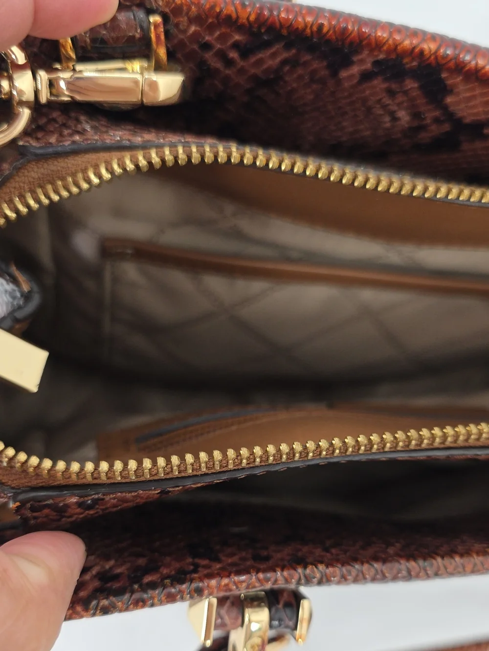 MICHAEL KORS WOMENS MARILYN‎ CROSS BODY BAG SNAKESKIN PRINT BROWN BLACK